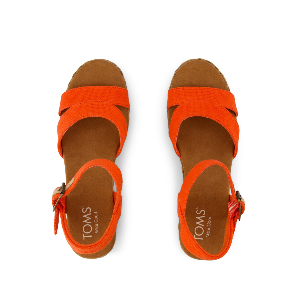Audrey Wedge Sandal - Flame Beachside Woven Top View