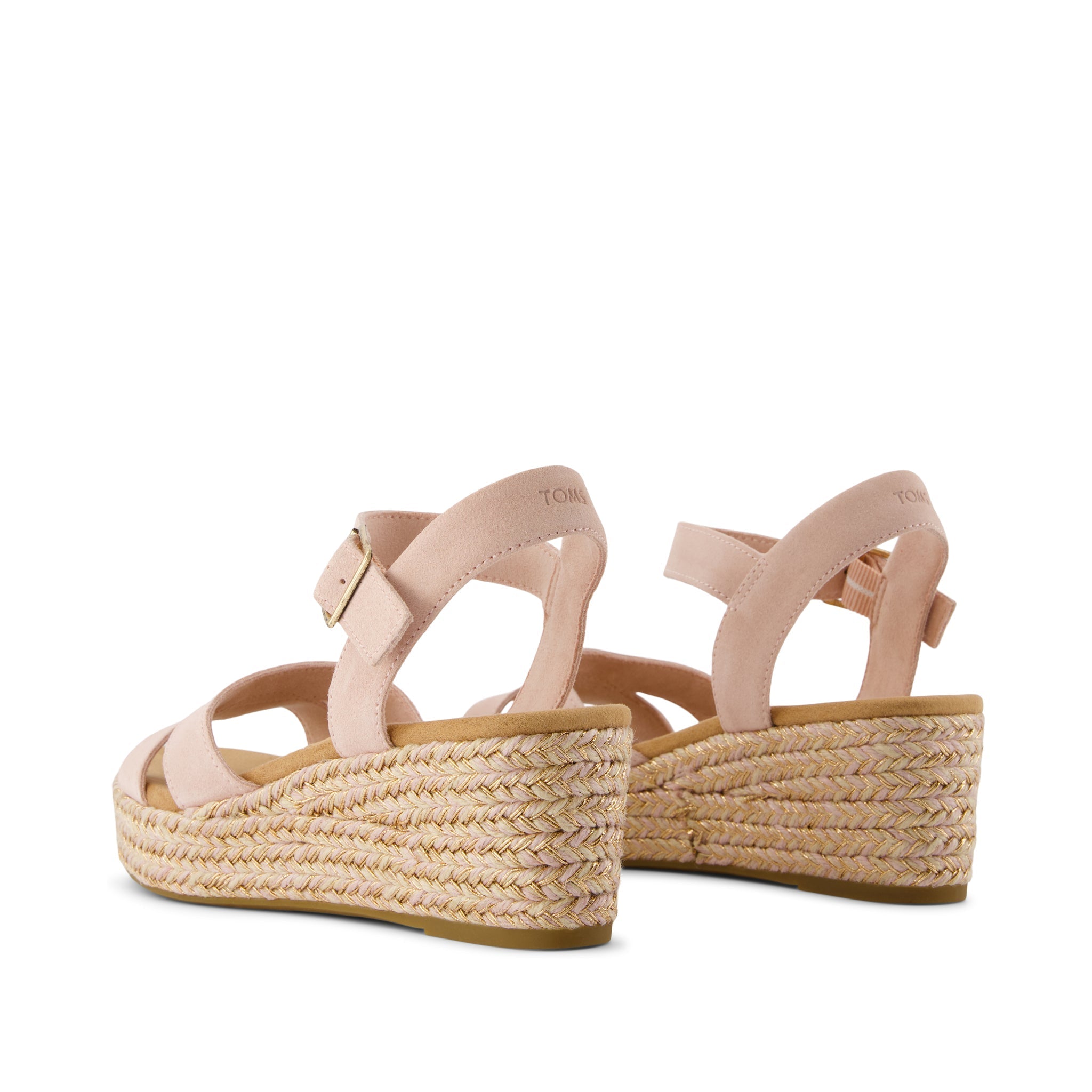 Audrey Wedge Sandal - Pale Rose Suede Back View