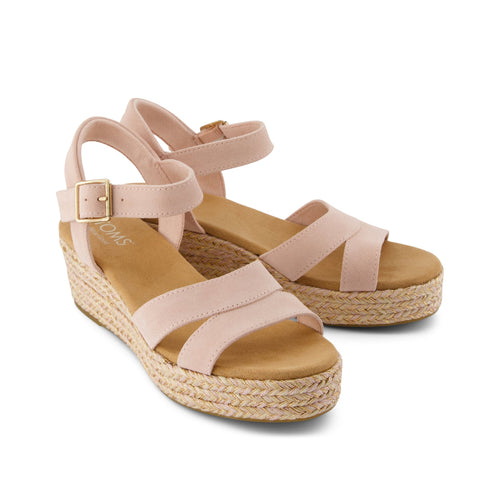 Audrey Wedge Sandal - Pale Rose Suede Front View