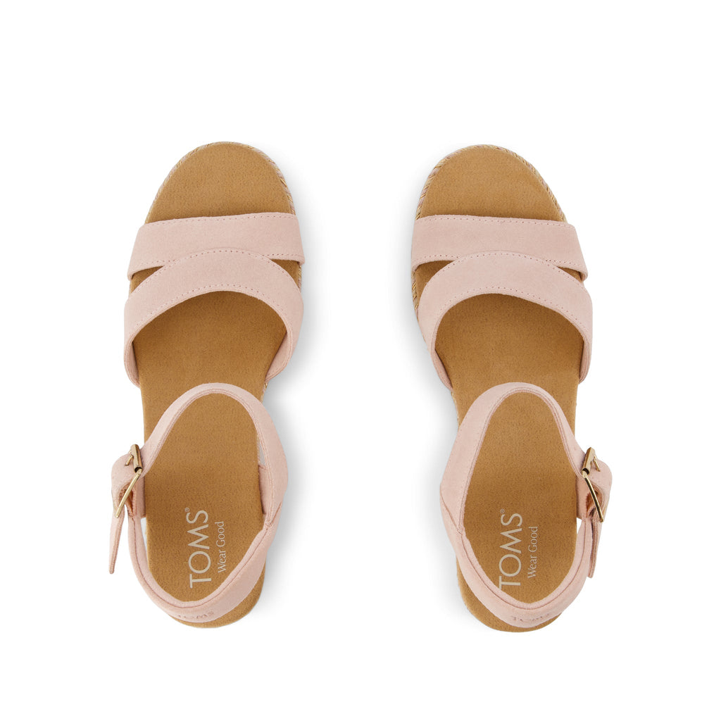 Audrey Wedge Sandal - Pale Rose Suede Top View