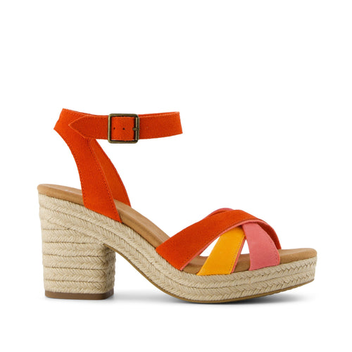 Majorca Rope Strappy Platform Sandal - Flame Suede Side View