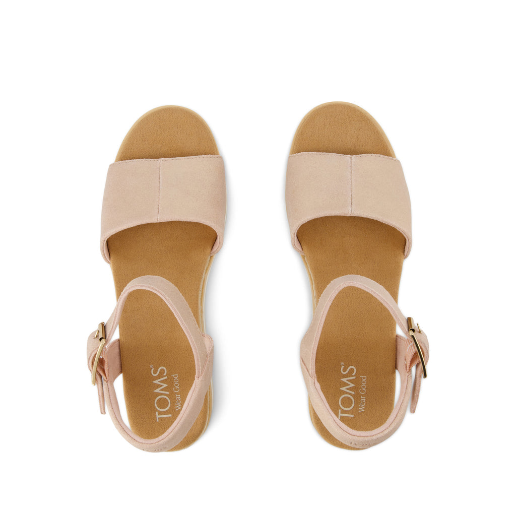 Diana Wedge Sandal - Pale Rose Metallic Suede Top View
