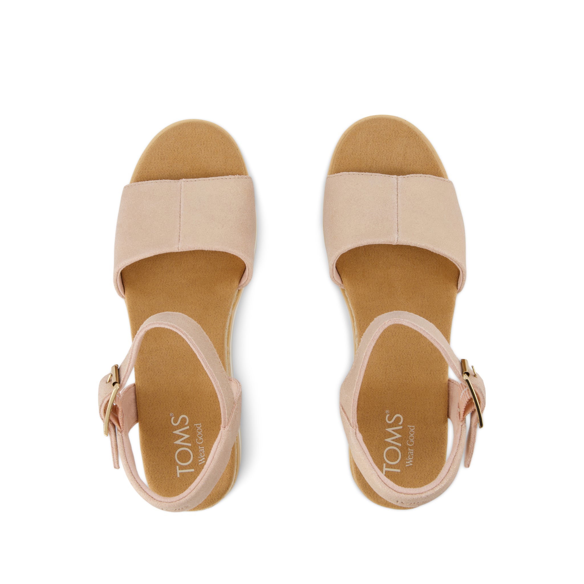 Diana Wedge Sandal - Pale Rose Metallic Suede Top View