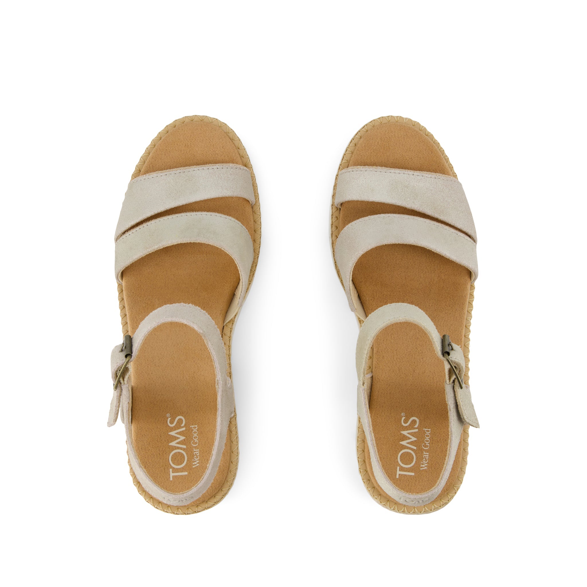 Darya Wedge Platform Sandal - Champagne Metallic Suede Top View