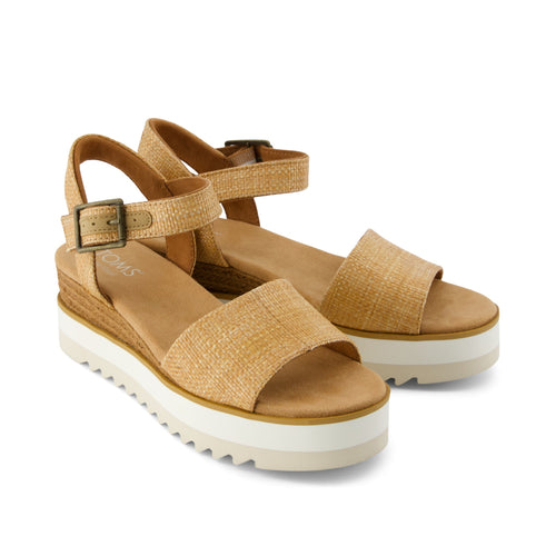 Diana Wedge Sandal - Brown Sugar Raffia Front View