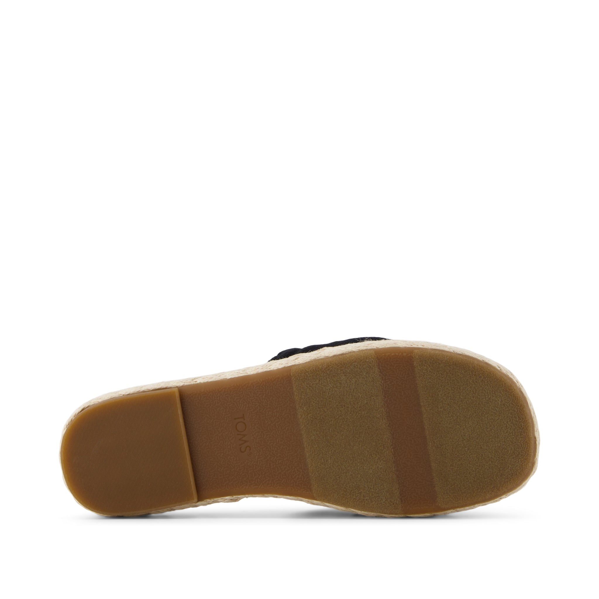Abby Slide Flatform Espadrille Sandal - Black Beachside Woven Bottom Sole View