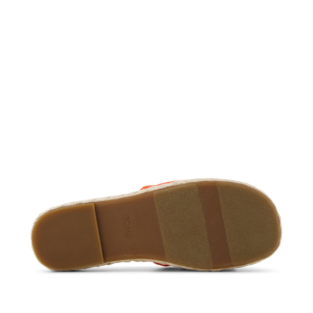 Abby Slide Flatform Espadrille Sandal - Flame Beachside Woven Bottom Sole View