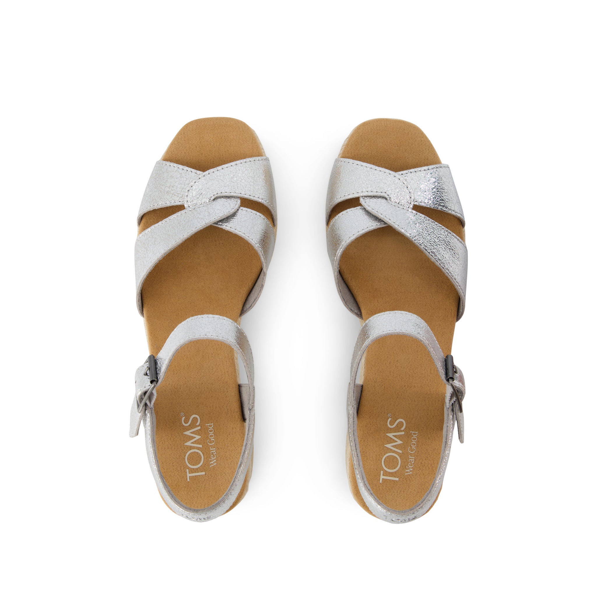 Isla Heeled Sandal - Silver Crinkle Metallic Leather Top View