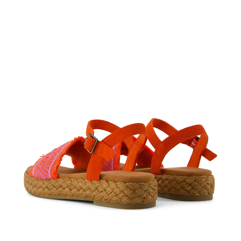 Abby Flatform Espadrille Sandal - Flame Diamond Global Woven Back View