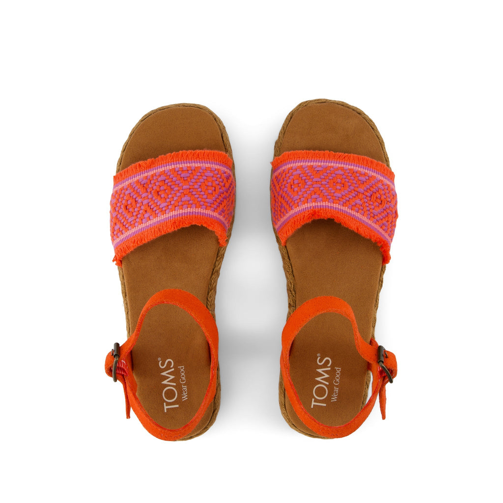 Abby Flatform Espadrille Sandal - Flame Diamond Global Woven Top View