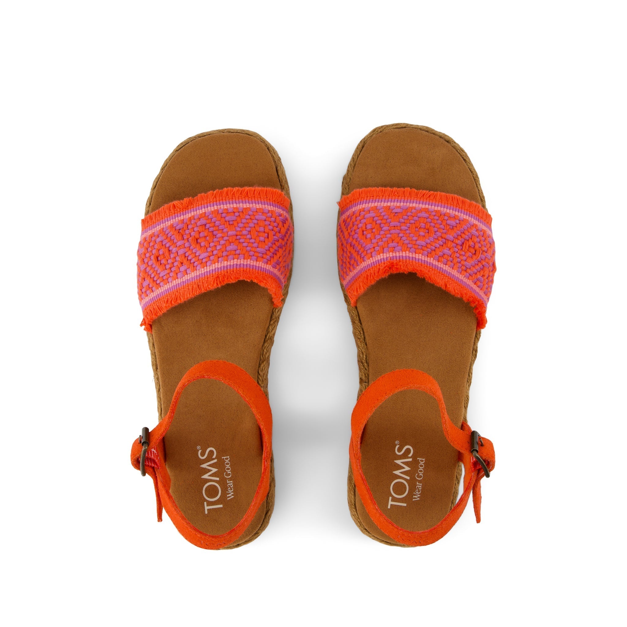 Abby Flatform Espadrille Sandal - Flame Diamond Global Woven Top View