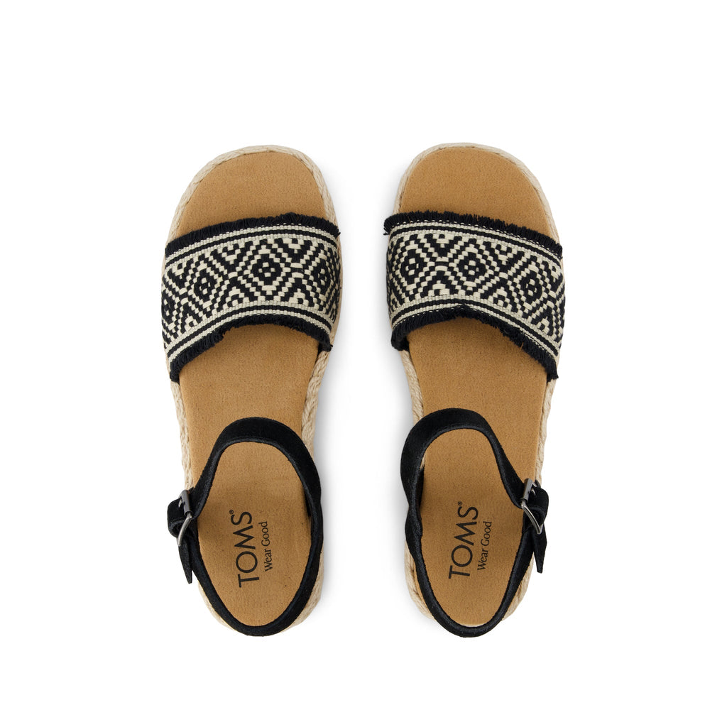 Abby Flatform Espadrille Sandal - Black Diamond Global Woven Top View