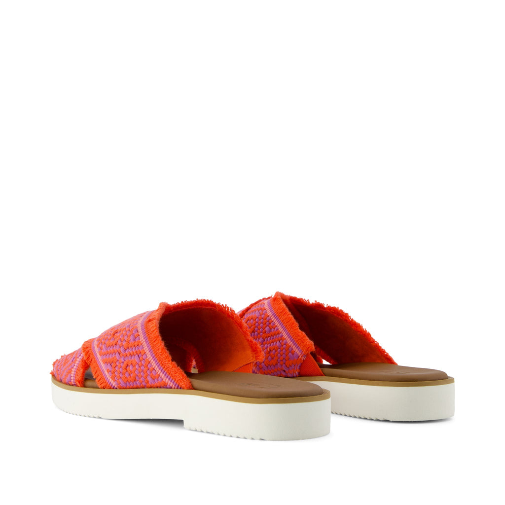 Mae Crossover Slide Sandal - Flame Global Woven Back View