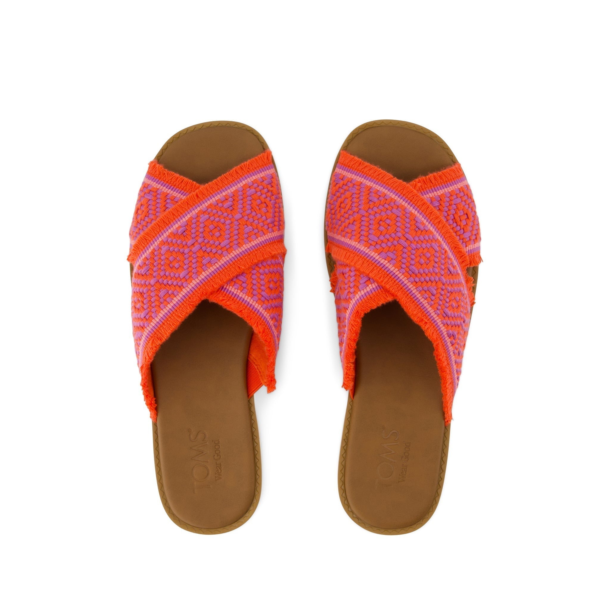 Mae Crossover Slide Sandal - Flame Global Woven Top View