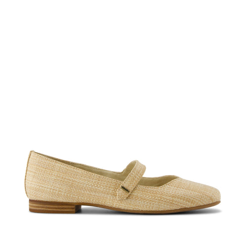 Bianca Flat - Almond Raffia Side View