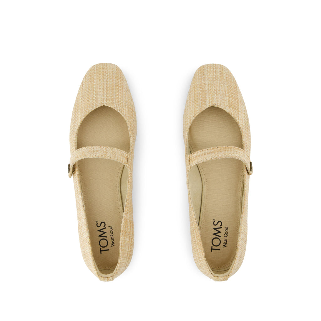 Bianca Flat - Almond Raffia Top View