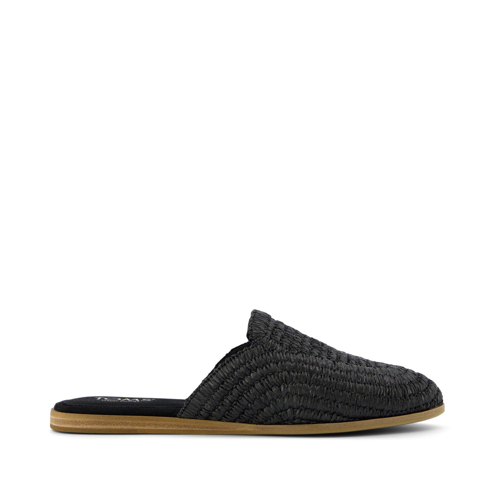 Jade Flat - Black Raffia Side View