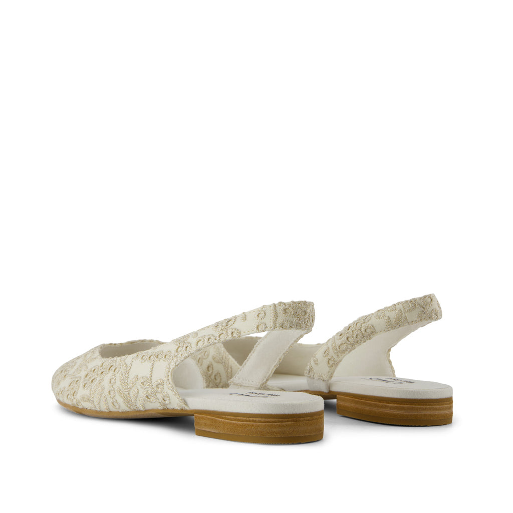 Briella Slingback Ballet Flat - Beige  Botanical Eyelet Back View