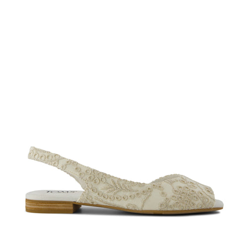 Briella Slingback Ballet Flat - Beige  Botanical Eyelet Side View