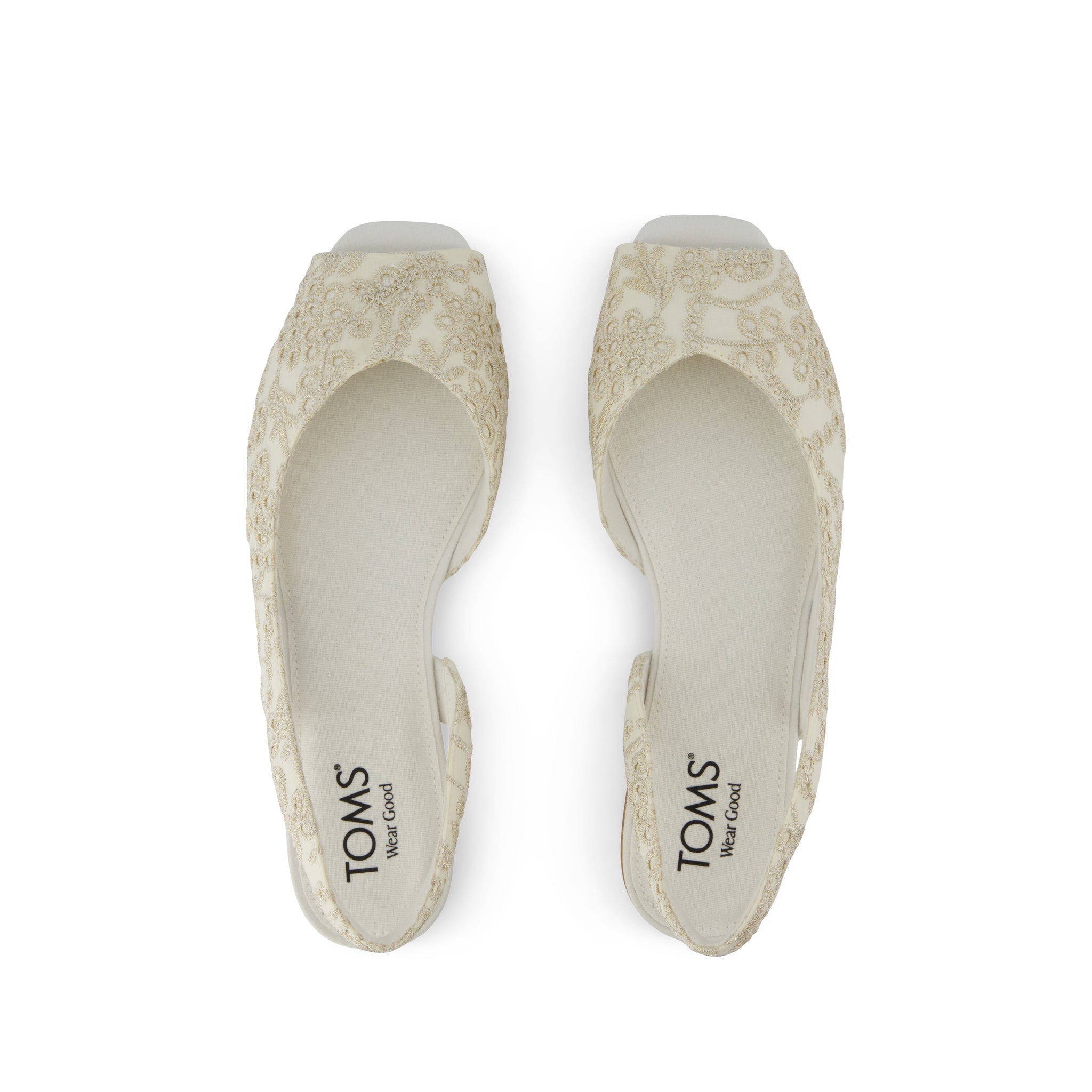 Briella Slingback Ballet Flat - Beige  Botanical Eyelet Top View