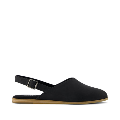 Jade Slingback Flat - Black Leather Side View