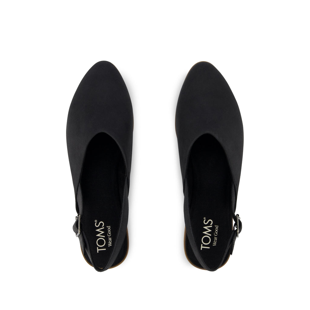Jade Slingback Flat - Black Leather Top View