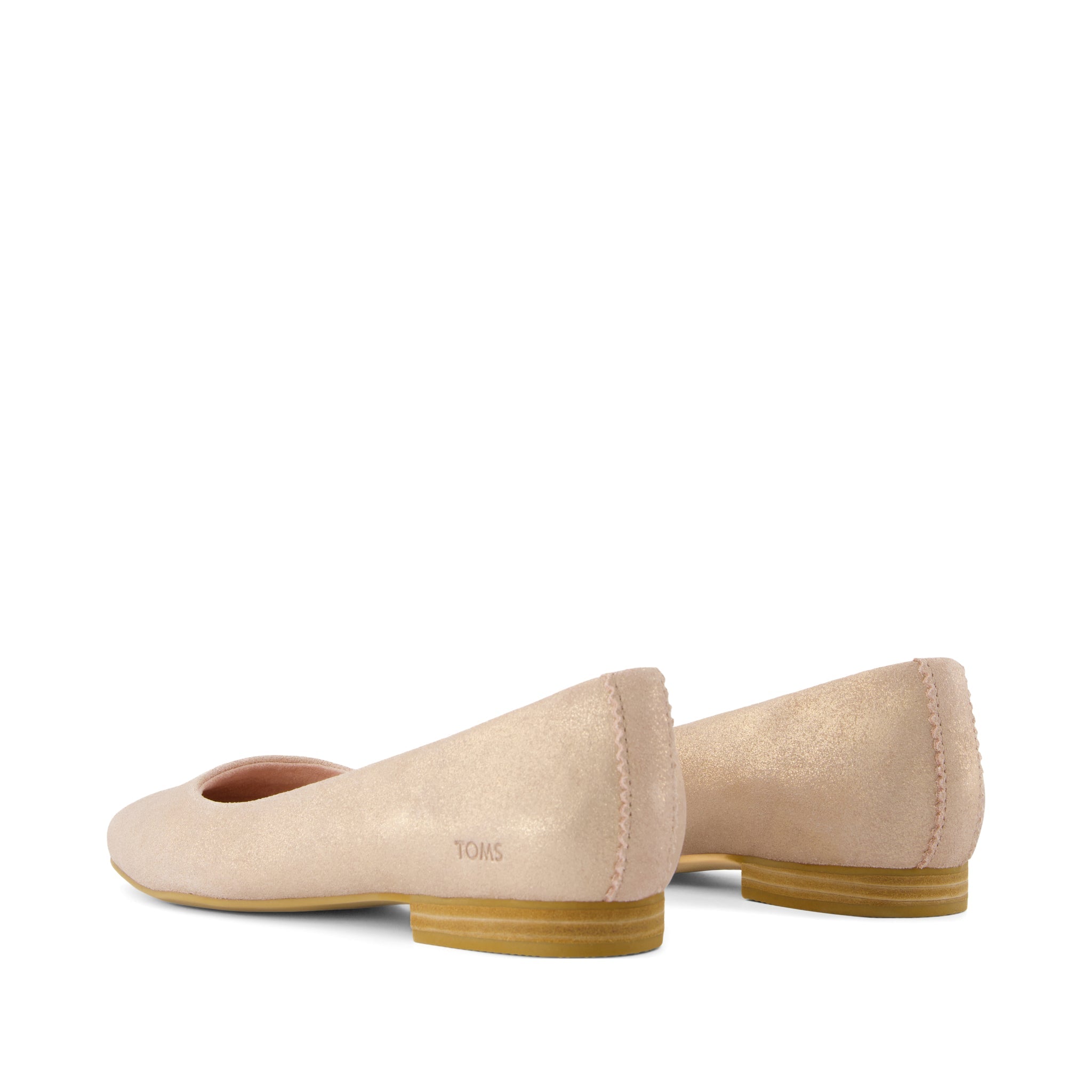 Briella Flat - Pale Rose Metallic Suede Back View