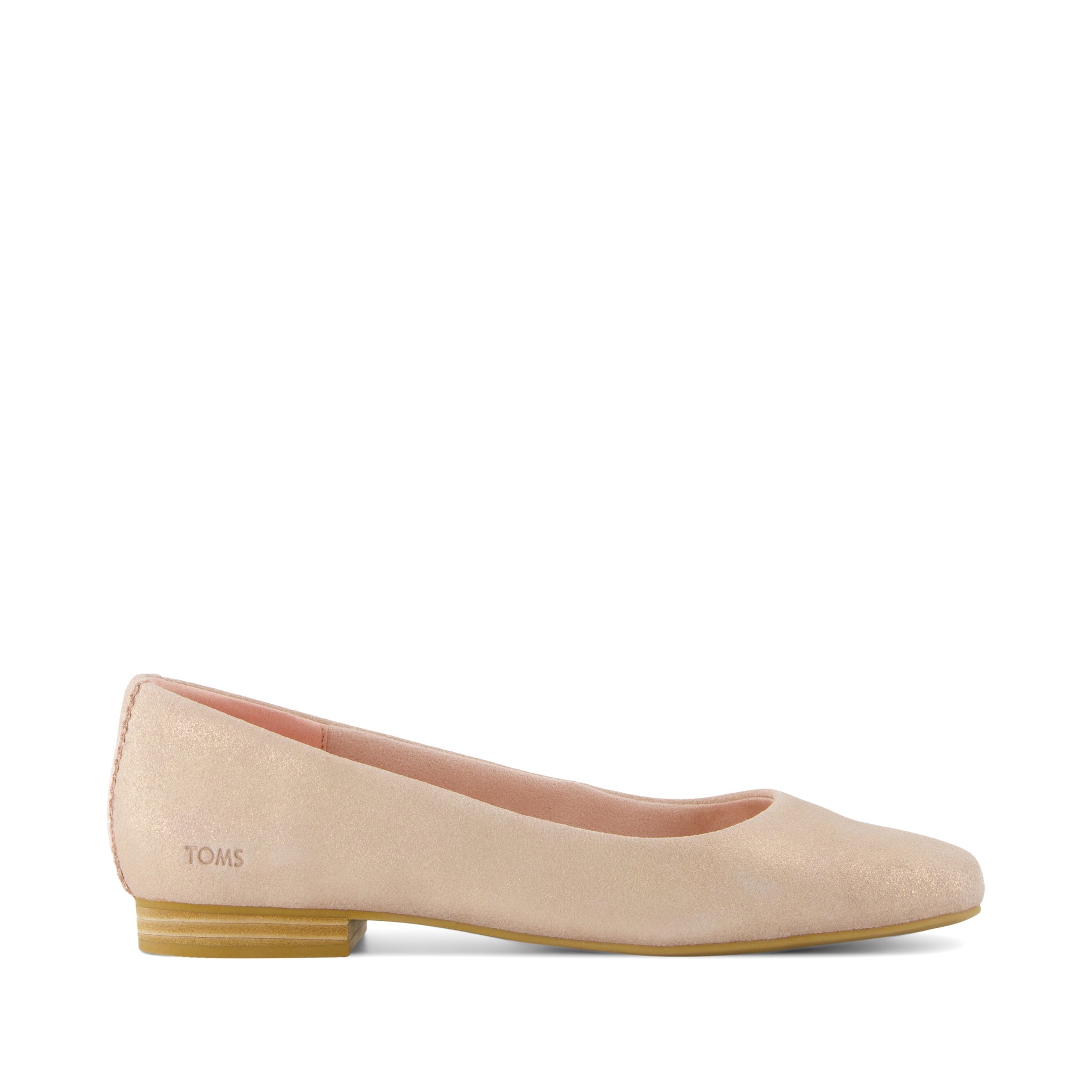 Briella Flat - Pale Rose Metallic Suede Side View
