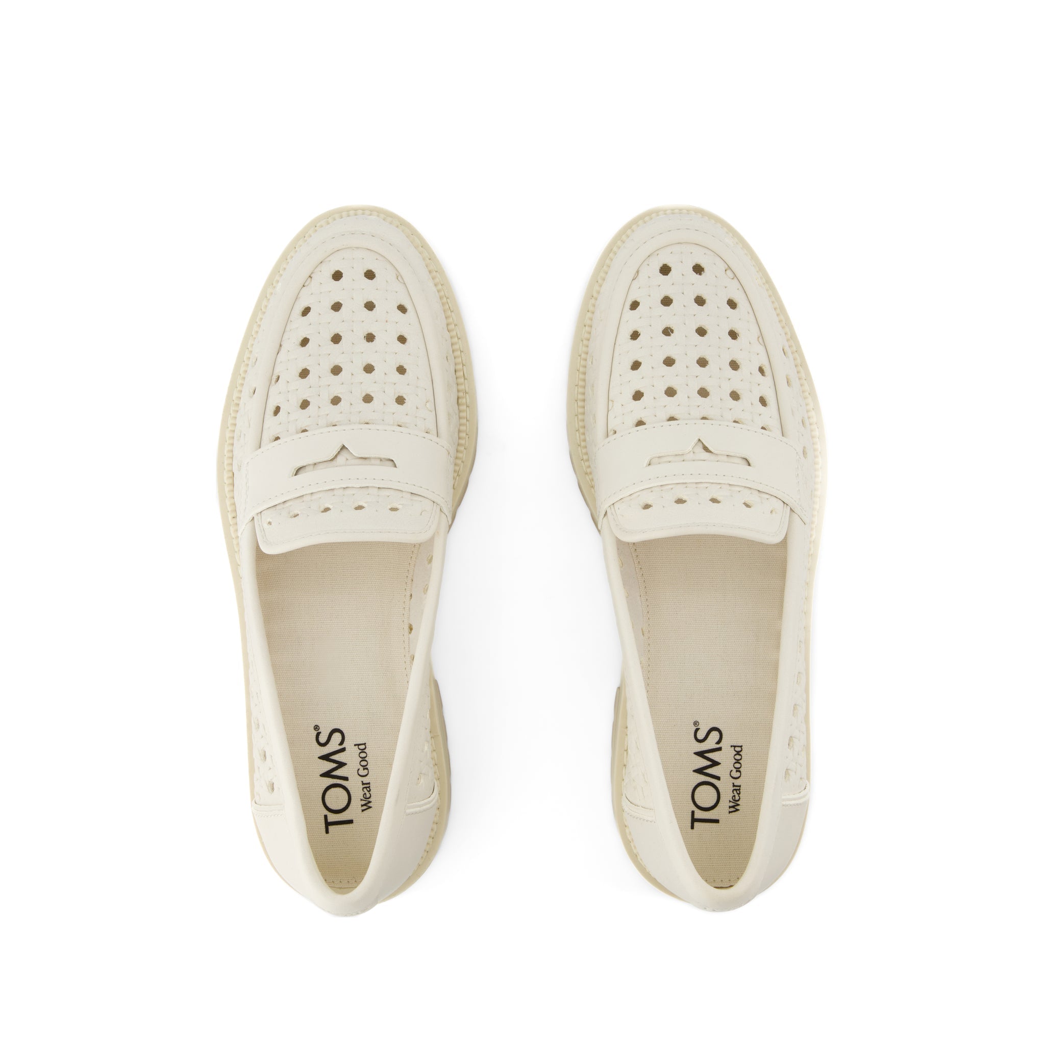 Cara Loafer - Light Sand Leather Embossed Perforated Top View