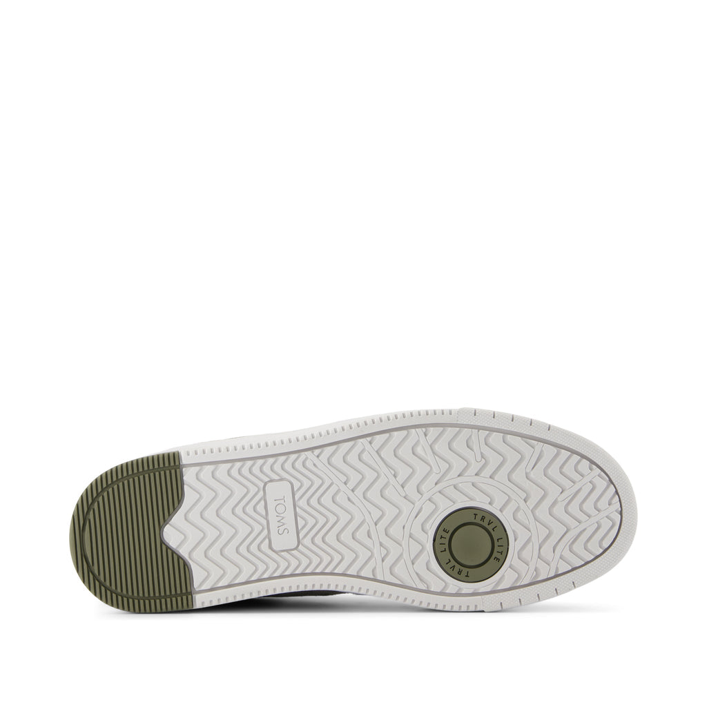 TRVL Lite Court Sneaker - Vetiver Grey Micro Perforated Suede Bottom Sole View
