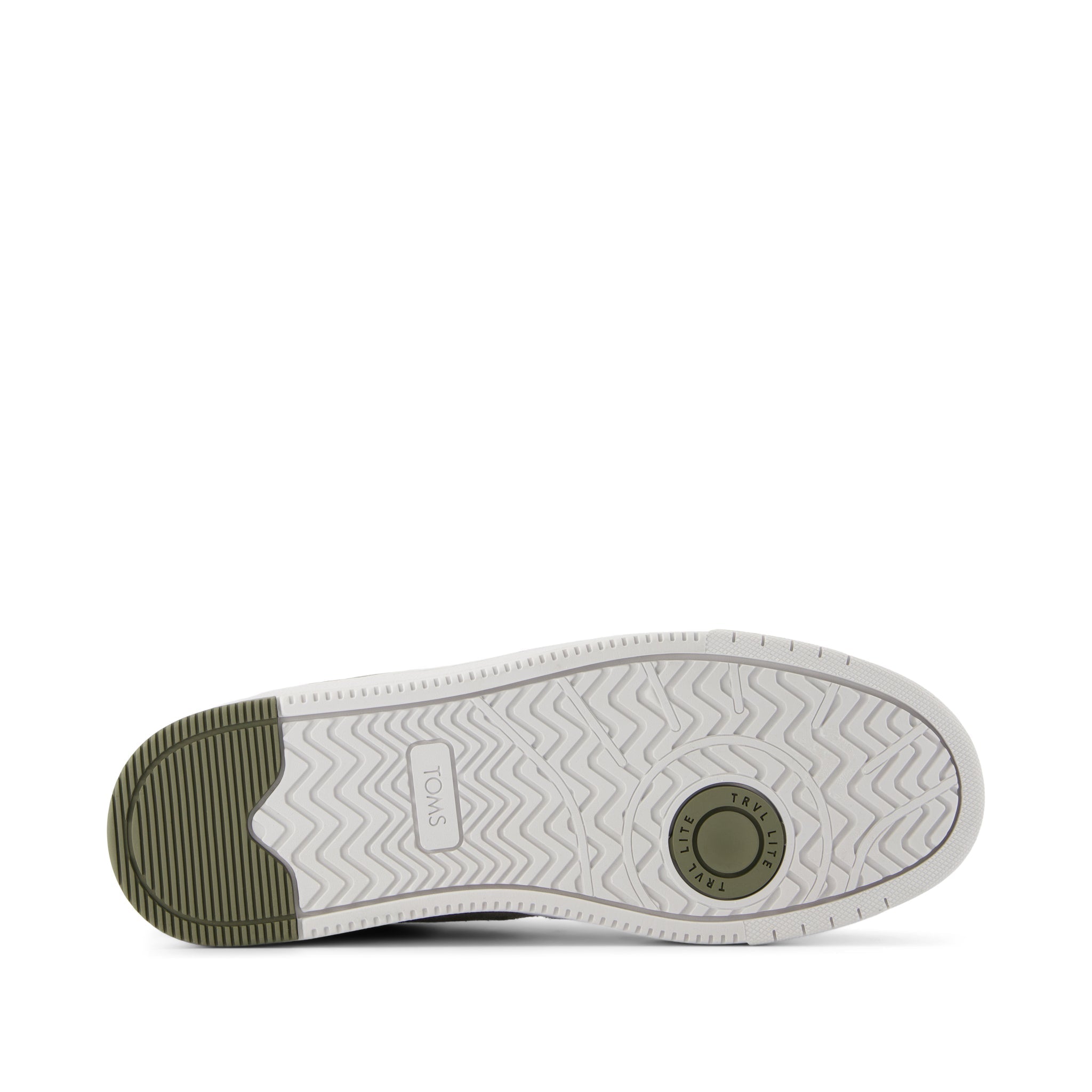 TRVL Lite Court Sneaker - Vetiver Grey Micro Perforated Suede Bottom Sole View