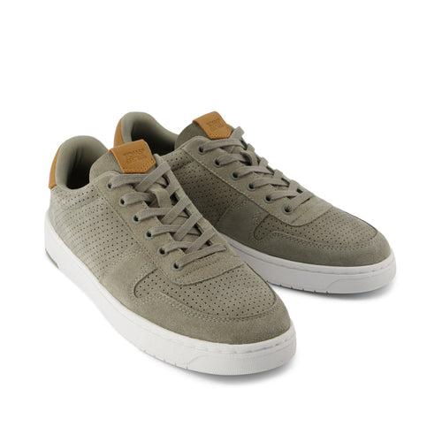 TRVL Lite Court Sneaker - Vetiver Grey Micro Perforated Suede Front View