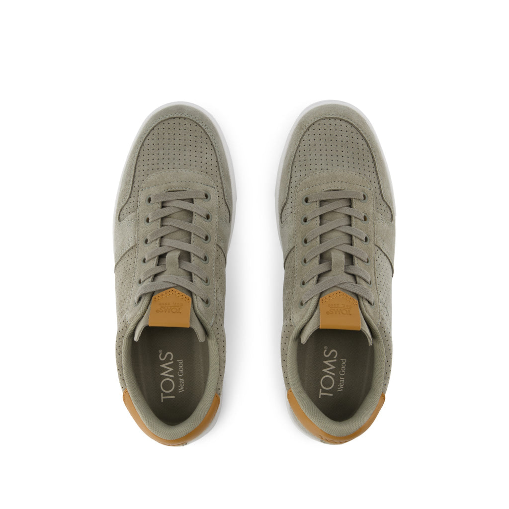 TRVL Lite Court Sneaker - Vetiver Grey Micro Perforated Suede Top View