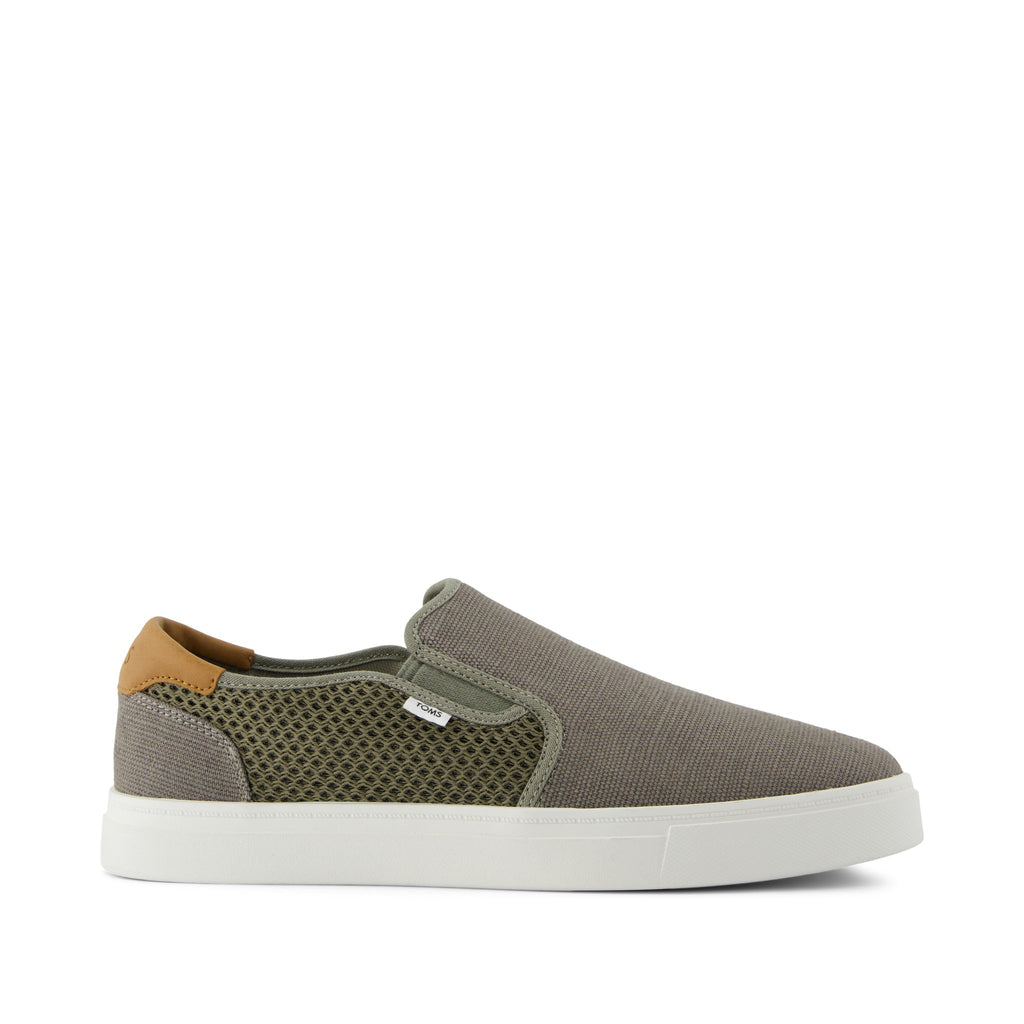Baja 2.0 Slip On Sneaker - Vetiver Grey Legacy Canvas and Textured Mesh Side View