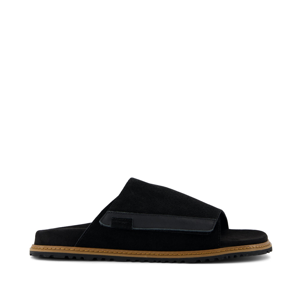 Danilo Slide Sandal - Black Perforated Suede Side View