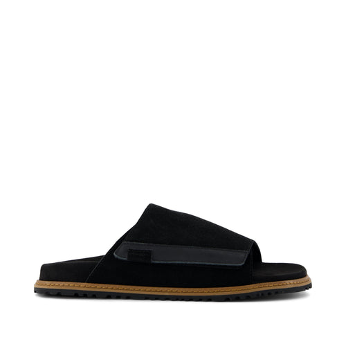 Danilo Slide Sandal - Black Perforated Suede Side View