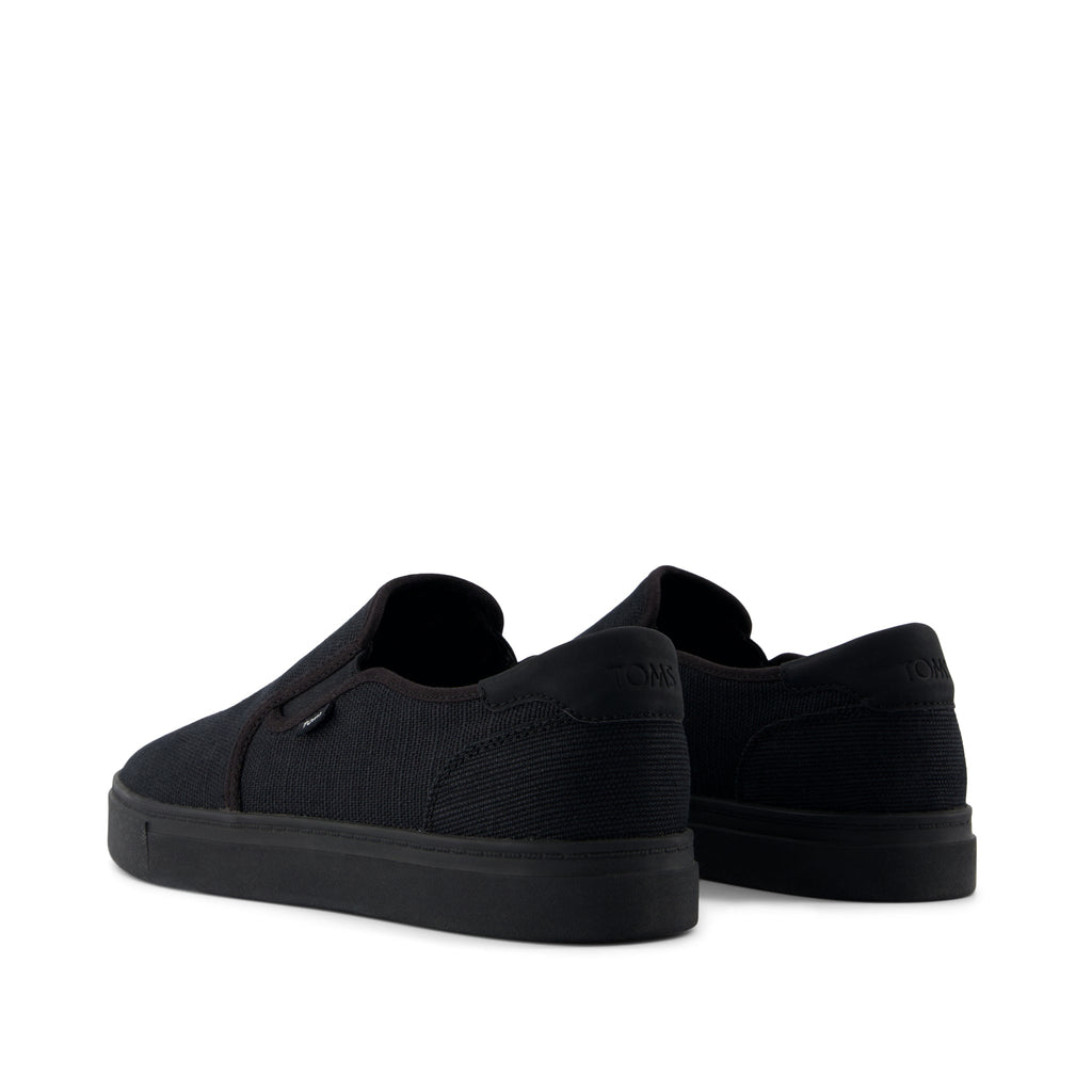 Baja 2.0 Slip On Sneaker - Black and Black Legacy Canvas Back View