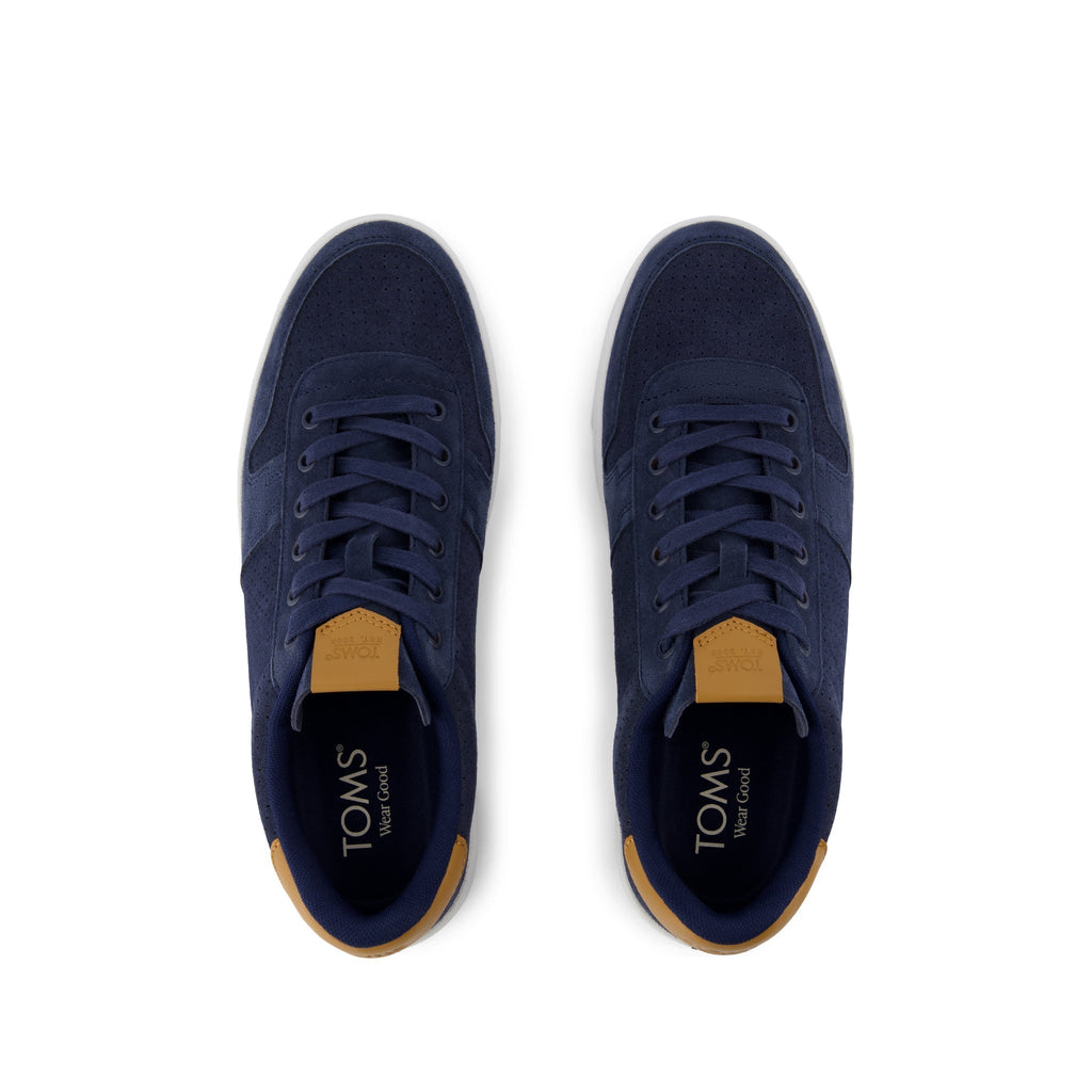TRVL LITE Court Sneaker - Navy Mirco Perforated Suede Top View