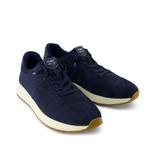 TRVL LITE Cabrillo Sneaker - Water Repellect Navy Perforated Suede Front View