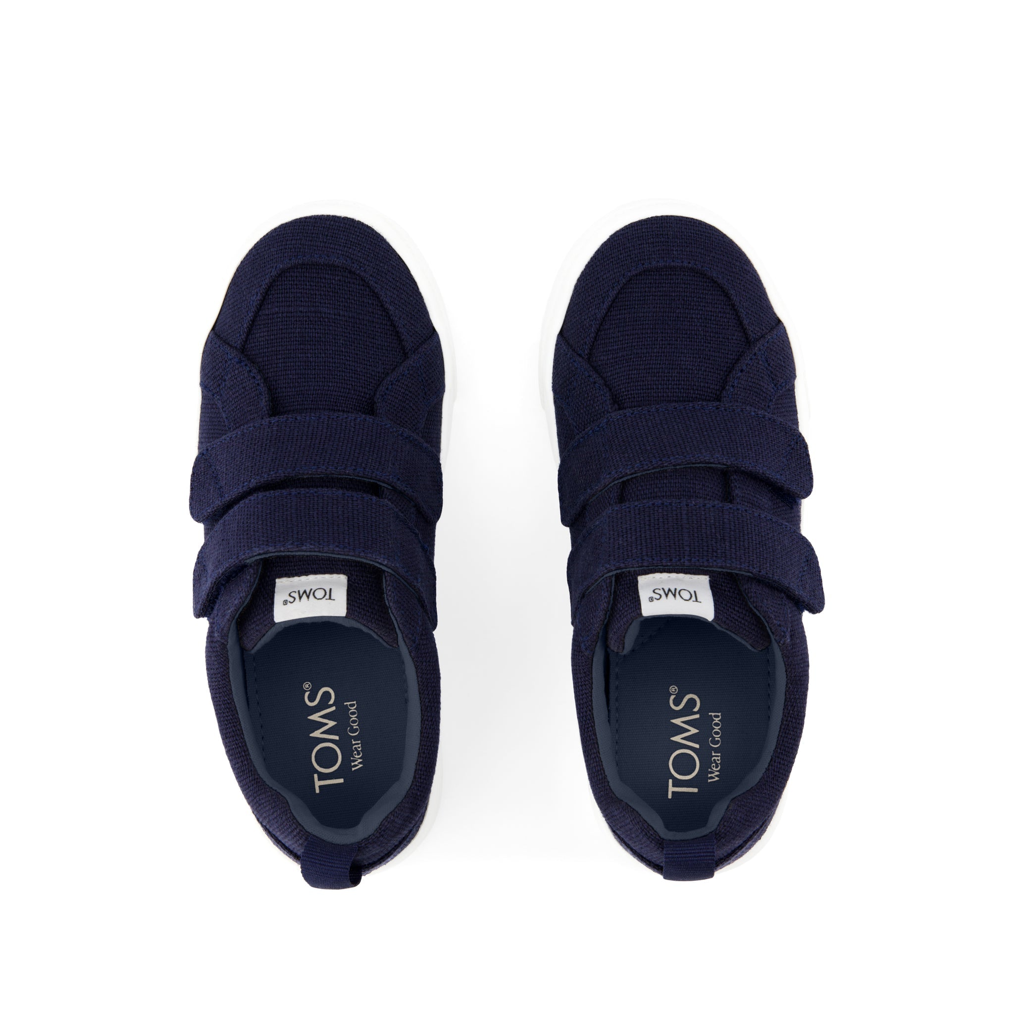 Cruz Double Strap Kids Sneaker - Navy Heritage Canvas Top View