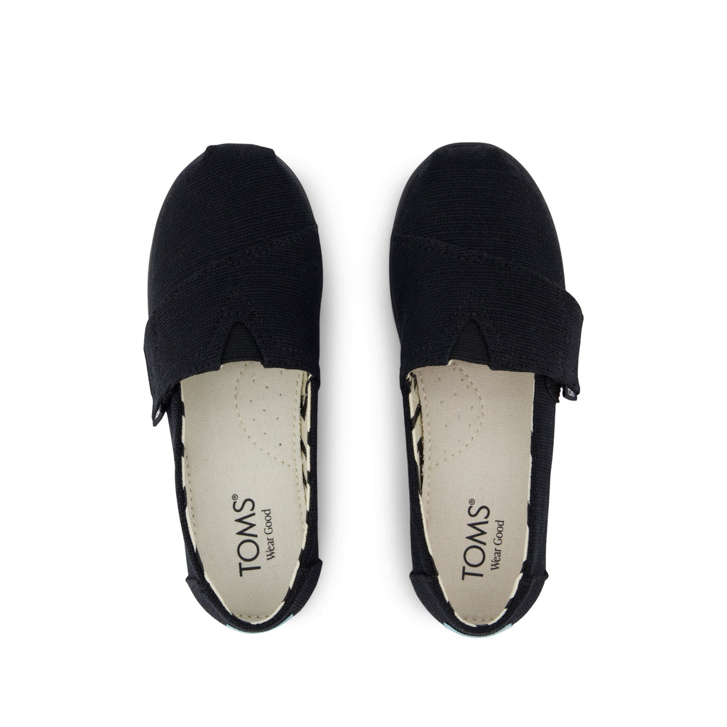 Alpargata Classic Kids Shoe - Black and Black Heritage Canvas Top View
