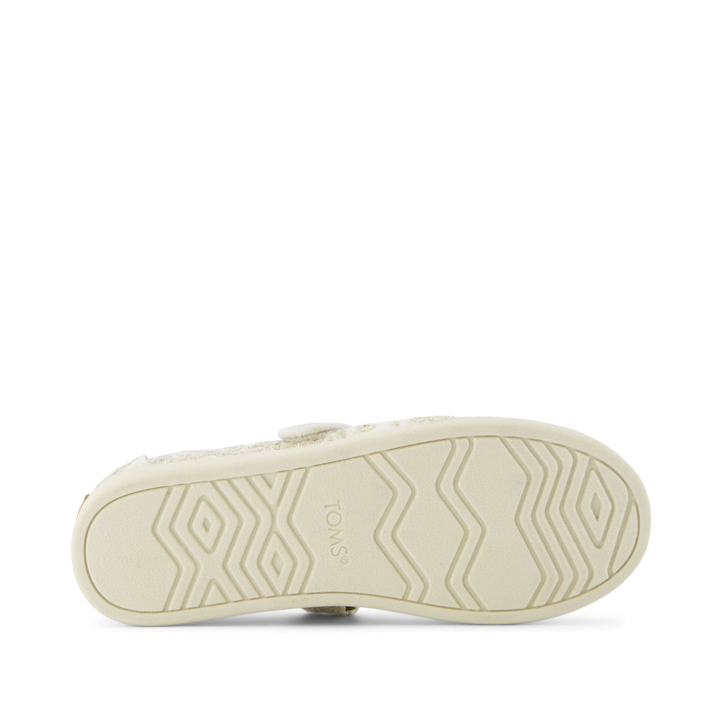 Nora Mary Jane Kids Shoe - Egret Botanical Eyelet Bottom Sole View