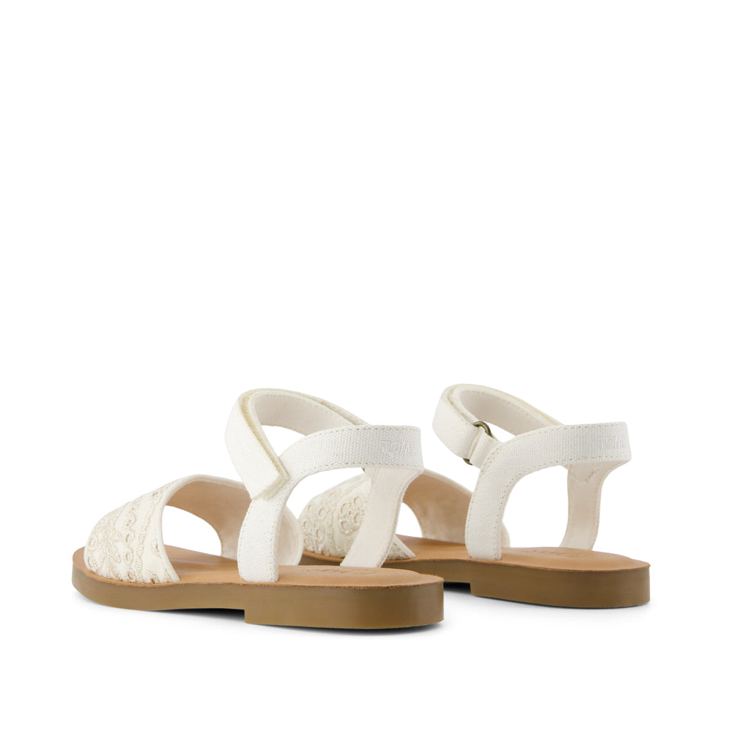 Remi Ankle Strap Kids Sandal - Egret Botanical Eyelet Back View
