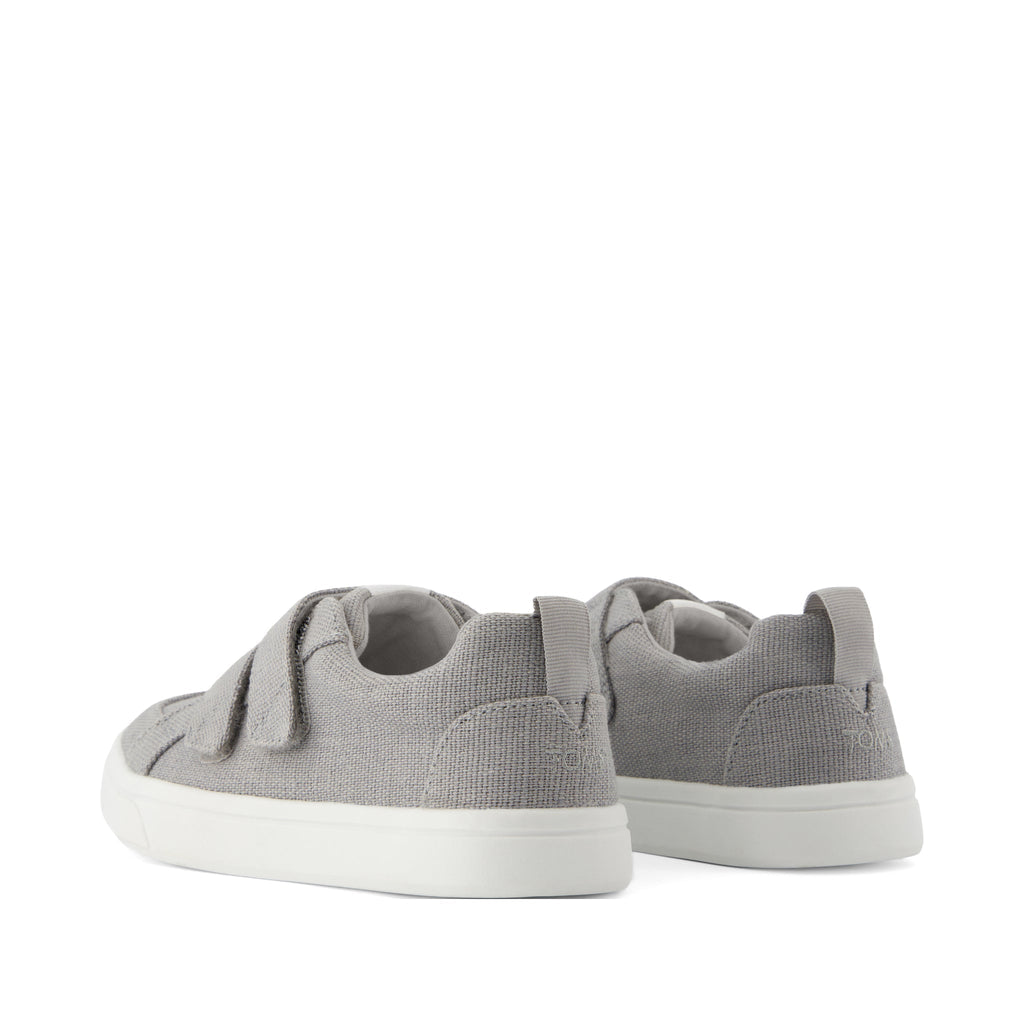 Cruz Double Strap Kids Sneaker - Drizzle Grey Heritage Canvas Back View