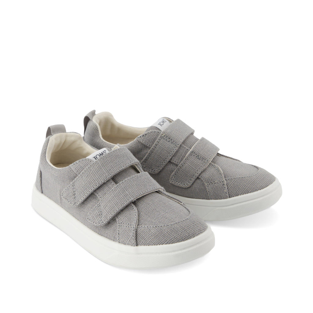 Cruz Double Strap Kids Sneaker - Drizzle Grey Heritage Canvas Front View