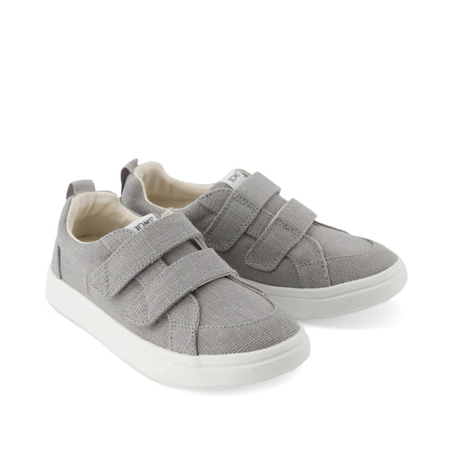 Cruz Double Strap Kids Sneaker - Drizzle Grey Heritage Canvas Front View