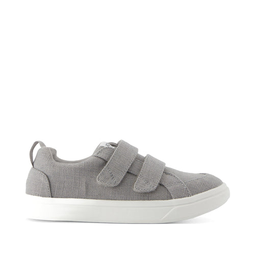 Cruz Double Strap Kids Sneaker - Drizzle Grey Heritage Canvas Side View