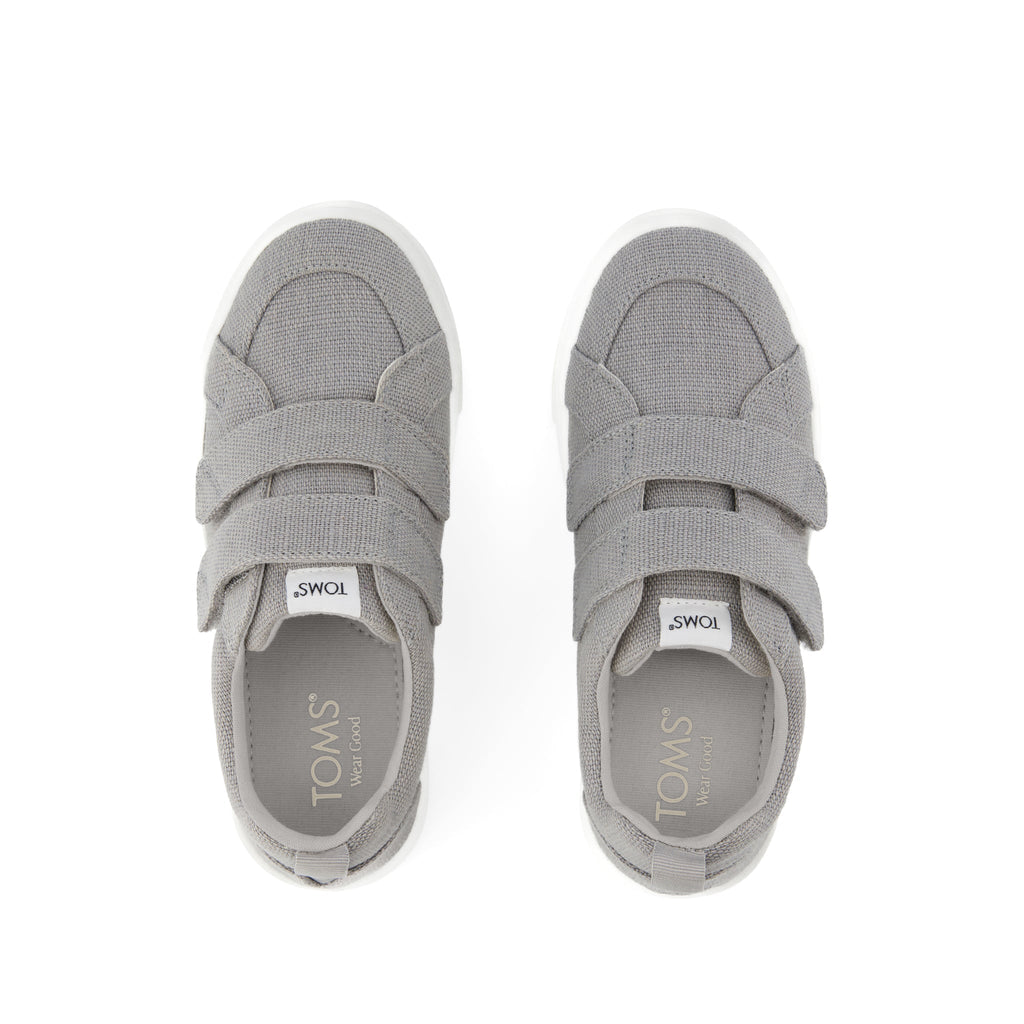 Cruz Double Strap Kids Sneaker - Drizzle Grey Heritage Canvas Top View