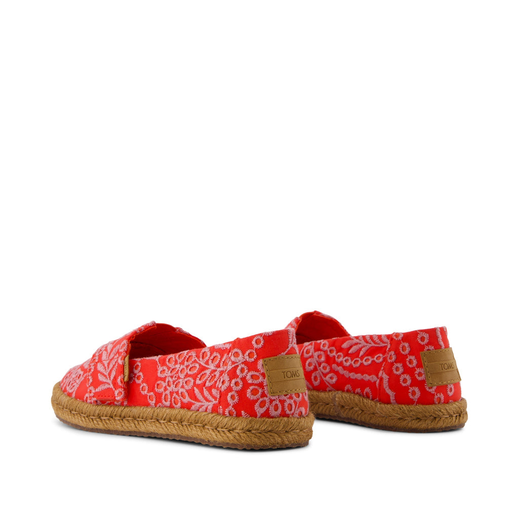 Alpargata Rope 2.0 Kids Espadrille - Flame Botanical Eyelet Back View