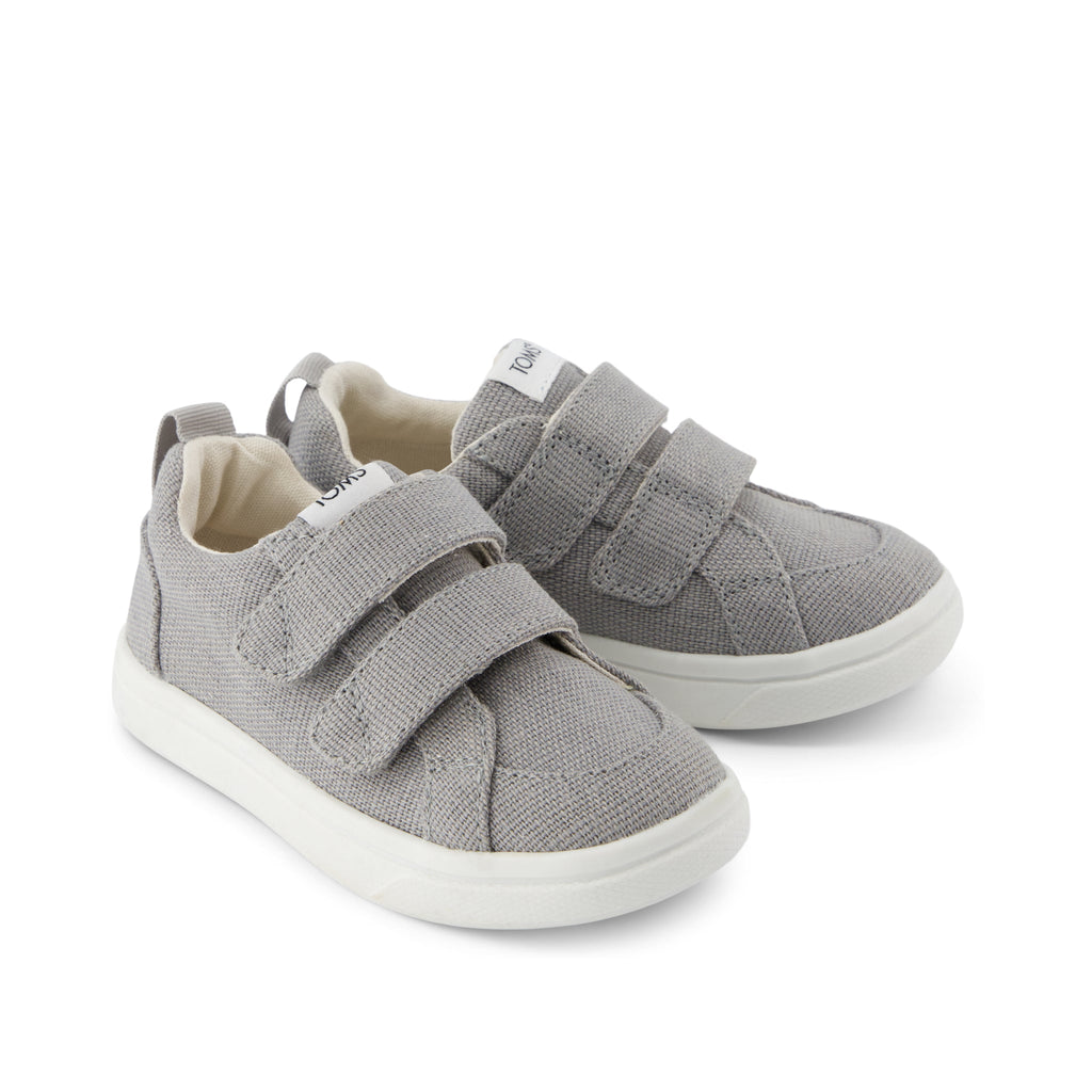Cruz Double Strap Toddler Sneaker - Drizzle Grey Heritage Canvas Front View